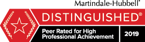 Martindale-Hubbell | Distinguished | Peer Rated for High Professional Achievement | 2019